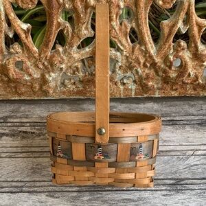 Nautical Lighthouse Handcrafted Brown Basket with Movable Handle